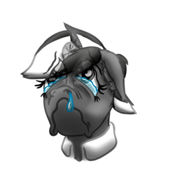 Size: 512x512 | Tagged: safe, artist:hilfigirl, imported from derpibooru, oc, oc only, oc:aescula, unicorn, bust, cartoon, color change, crying, doctor, head, head mirror, sad, simple background, solo, transparent background