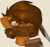 Size: 805x758 | Tagged: safe, artist:marsminer, imported from derpibooru, oc, oc only, oc:venus spring, pony, brown background, bust, butter knife, floppy ears, food, lidded eyes, looking at you, peanut butter, portrait, simple background, solo, unamused, venus is not amused