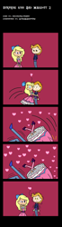 Size: 704x2536 | Tagged: safe, artist:obeliskgirljohanny, imported from derpibooru, oc, oc only, oc:azure/sapphire, oc:night archive, human, comic, crossdressing, fetish, gay, heart, humanized, kiss mark, lipstick, lipstick fetish, looking at each other, male