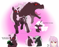 Size: 900x722 | Tagged: safe, artist:fallenangel5414, imported from derpibooru, human, kaiju, kaiju pony, pony, biollante, female, godzilla, godzilla (series), godzilla senior, gojirin, humanized, mother and daughter, ponified