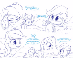 Size: 5000x4000 | Tagged: safe, artist:dilarus, deleted from derpibooru, imported from derpibooru, rainbow dash, scootaloo, pegasus, pony, comic:the only one, comic, female, filly, mare, monochrome