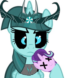 Size: 720x846 | Tagged: safe, derpibooru exclusive, imported from derpibooru, starlight glimmer, storm king, oc, oc:peppermint freshener, alicorn, my little pony: the movie, dead, decapitated, princess stormicorn, recolor, severed head, simple background, transparent background, x eyes