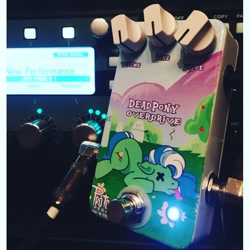 Size: 800x800 | Tagged: safe, imported from derpibooru, oc, oc only, pony, dead, effect pedal, effects pedal, irl, overdrive, photo, tongue out, x eyes