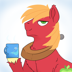 Size: 2000x2000 | Tagged: safe, artist:grim ponka, imported from derpibooru, big macintosh, earth pony, pony, cutie mark, male, mug, solo, trixie's cutie mark