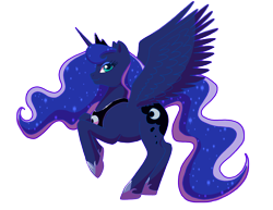 Size: 3300x2550 | Tagged: safe, artist:xxcommandershepardxx, deleted from derpibooru, imported from derpibooru, princess luna, alicorn, pony, commission, ethereal mane, female, galaxy mane, mare, rearing, simple background, solo, transparent background