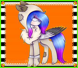 Size: 786x692 | Tagged: safe, artist:creadorachan, imported from derpibooru, oc, oc only, oc:catalina, pegasus, pony, clothes, colored wings, costume, female, mare, multicolored wings, nightmare night costume, solo