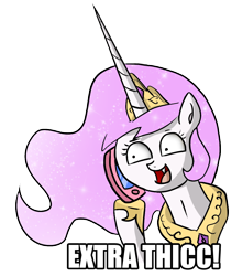 Size: 930x1059 | Tagged: safe, artist:zsparkonequus, imported from derpibooru, princess celestia, alicorn, pony, princess molestia, cellphone, crown, cute, cute little fangs, extra thicc, fangs, female, jewelry, mare, meme, phone, regalia, samurai jack, simple background, smiling, solo, transparent background