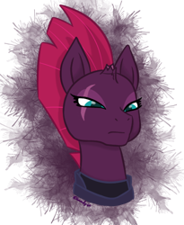 Size: 600x730 | Tagged: safe, artist:kuuhukka, imported from derpibooru, tempest shadow, pony, unicorn, my little pony: the movie, armor, broken horn, bust, eye scar, female, portrait, scar, simple background, solo, transparent background