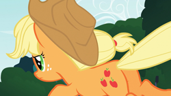 Size: 1280x720 | Tagged: safe, imported from derpibooru, screencap, applejack, earth pony, pony, spike at your service, butt, female, freckles, mare, plot, solo