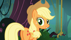 Size: 1280x720 | Tagged: safe, imported from derpibooru, screencap, applejack, earth pony, pony, spike at your service, butt, female, plot, solo