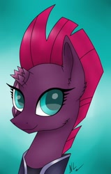 Size: 501x789 | Tagged: safe, artist:nightmarelight243, imported from derpibooru, tempest shadow, pony, unicorn, my little pony: the movie, broken horn, bust, cute, eye scar, horn, scar