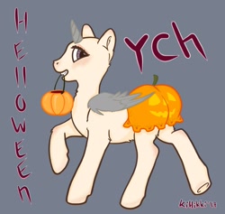 Size: 1137x1080 | Tagged: safe, artist:kihikki, imported from derpibooru, oc, oc only, clothes, commission, halloween, holiday, looking at you, mouth hold, panties, pumpkin bucket, underwear, your character here