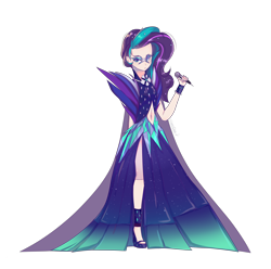 Size: 5800x5750 | Tagged: safe, artist:midnightdream123, imported from derpibooru, coloratura, human, absurd resolution, alternate hairstyle, clothes, countess coloratura, female, high heels, humanized, kneesocks, microphone, shoes, simple background, socks, solo, transparent background