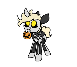 Size: 699x610 | Tagged: safe, artist:nootaz, imported from derpibooru, oc, oc only, oc:nootaz, clothes, costume, mouth hold, pumpkin bucket, simple background, skeleton costume, solo, transparent background