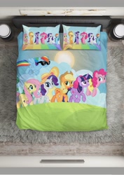 Size: 1448x2048 | Tagged: safe, imported from derpibooru, applejack, fluttershy, pinkie pie, rainbow dash, rarity, twilight sparkle, alicorn, all bottled up, bedsheets, best friends until the end of time, mane six, twilight sparkle (alicorn)