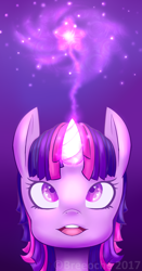 Size: 1024x1955 | Tagged: safe, artist:breeoche, imported from derpibooru, twilight sparkle, unicorn, female, magic, simple background, solo