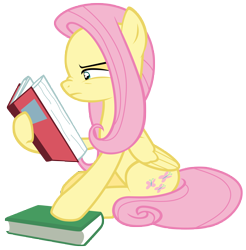 Size: 7000x7100 | Tagged: safe, artist:tardifice, imported from derpibooru, fluttershy, pony, a health of information, absurd resolution, book, female, mare, simple background, solo, transparent background, vector