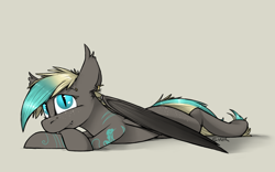 Size: 1200x750 | Tagged: safe, artist:sinrar, imported from derpibooru, oc, oc only, oc:myri, bat pony, bat wings, cute, folded wings, lying down, piercing, tattoo