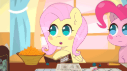 Size: 1000x563 | Tagged: safe, artist:omegaozone, imported from derpibooru, fluttershy, pinkie pie, animated, captain obvious, cute, darth vader, female, frame by frame, gif, image macro, meme, no shit sherlock, pointing, quote, roleponies, shyabetes, star wars