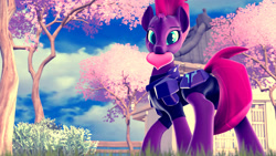 Size: 1920x1080 | Tagged: safe, artist:loveslove, imported from derpibooru, fizzlepop berrytwist, tempest shadow, pony, unicorn, my little pony: the movie, 3d, broken horn, cute, female, heart, looking at you, mare, pretty pretty tempest, scenery, solo, source filmmaker, tempestbetes