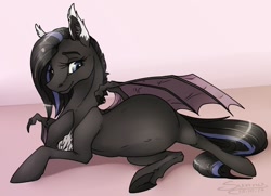 Size: 1378x1000 | Tagged: safe, artist:sunny way, imported from derpibooru, oc, oc only, bat pony, pony, female, festral, pregnant, rcf community, solo, wings