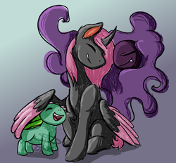 Size: 1024x951 | Tagged: safe, artist:pinkiepegasus, imported from derpibooru, oc, oc only, alicorn, bulbasaur, gastly, female, mare, pokémon, solo