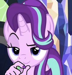 Size: 510x531 | Tagged: safe, edit, edited screencap, imported from derpibooru, screencap, starlight glimmer, pony, unicorn, shadow play, aho, exploitable meme, glimmerposting, hand, meme, nail polish, pepe the frog, smug, starlight glimmer is best pony, suddenly hands