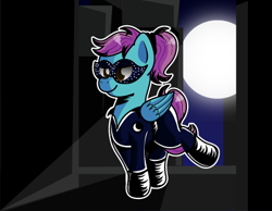 Size: 429x333 | Tagged: safe, artist:littletigressda, artist:moonlightfan, imported from derpibooru, oc, oc only, pegasus, pony, clothes, female, mare, solo, superhero