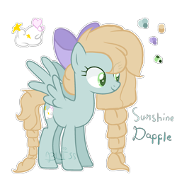 Size: 2000x2000 | Tagged: safe, artist:emerald-bliss, imported from derpibooru, oc, oc only, oc:sunshine dapple, pegasus, pony, female, high res, mare, offspring, parent:derpy hooves, parent:doctor whooves, parents:doctorderpy, reference sheet, simple background, solo, transparent background