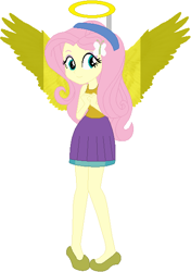 Size: 412x586 | Tagged: safe, artist:selenaede, artist:user15432, imported from derpibooru, fluttershy, human, equestria girls, angel, angel costume, angel halo, angelic wings, base used, clothes, costume, dress, fluttershy the angel, halloween, halloween costume, halo, humanized, shoes, solo, winged humanization, wings, yellow wings