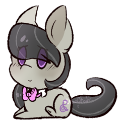 Size: 548x567 | Tagged: safe, artist:urbanqhoul, imported from derpibooru, octavia melody, earth pony, pony, blushing, chibi, female, mare, prone, simple background, sitting, smiling, solo, transparent background