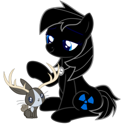 Size: 2608x2751 | Tagged: safe, artist:poniacz-internetuff, imported from derpibooru, oc, oc only, oc:scarlet factory, earth pony, jackalope, pony, female, high res, mare, simple background, sitting, solo, transparent background