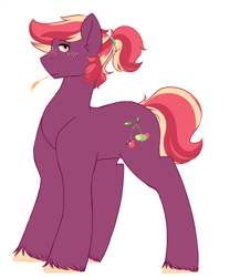 Size: 2000x2300 | Tagged: safe, artist:mah521, imported from derpibooru, oc, oc only, oc:manchester cherry, earth pony, pony, high res, male, offspring, parent:big macintosh, parent:sugar belle, parents:sugarmac, simple background, solo, stallion, white background