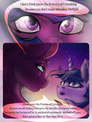 Size: 3000x4000 | Tagged: safe, artist:goldengriffiness, imported from derpibooru, tempest shadow, twilight sparkle, pony, comic:solace, my little pony: the movie, broken horn, comic, eye scar, scar, stars