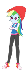 Size: 255x641 | Tagged: safe, artist:allegro15, artist:selenaede, imported from derpibooru, rainbow dash, equestria girls, base used, beanie, clothes, converse, crossed arms, female, hat, shoes, simple background, sneakers, solo, transparent background, winter boots, winter hat, winter outfit