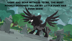 Size: 3840x2160 | Tagged: safe, edit, edited screencap, imported from derpibooru, screencap, pony of shadows, shadow play, glowing eyes, image macro, meme, op is a duck, opinion, spread wings, wings