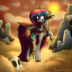 Size: 768x768 | Tagged: safe, artist:fireworkarsonist, imported from derpibooru, oc, oc only, pegasus, pony, crying, female, mare, skull, solo