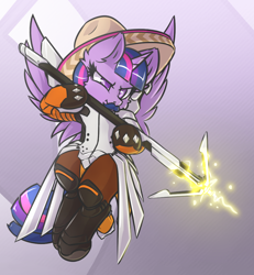 Size: 874x944 | Tagged: safe, artist:sapphfyr, imported from derpibooru, twilight sparkle, alicorn, clothes, cosplay, costume, crossover, facial hair, female, hoof hold, mercy, mercylight, moustache, overwatch, solo, sombrero, twilight sparkle (alicorn)