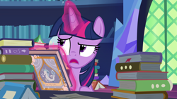 Size: 1920x1080 | Tagged: safe, imported from derpibooru, screencap, twilight sparkle, alicorn, seapony (g4), shadow play, book, female, foreshadowing, glowing horn, levitation, magic, solo, telekinesis, twilight sparkle (alicorn)