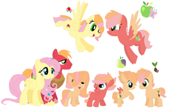 Size: 1260x808 | Tagged: safe, artist:sarahstubbs, imported from derpibooru, big macintosh, fluttershy, oc, family, female, fluttermac, male, offspring, parent:big macintosh, parent:fluttershy, parents:fluttermac, shipping, straight