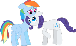 Size: 3050x1867 | Tagged: safe, artist:twitchy-tremor, imported from derpibooru, rainbow dash, rarity, pegasus, pony, unicorn, female, lesbian, mare, raridash, shipping, simple background, transparent background