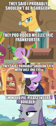 Size: 600x1348 | Tagged: safe, edit, edited screencap, imported from derpibooru, screencap, doctor horse, doctor stable, maud pie, spike, twilight sparkle, dragon, pony, unicorn, it's about time, rarity takes manehattan, read it and weep, rock solid friendship, bender bending rodriguez, bender bending rodríguez, carrot, carrot dog, dr hubert j farnsworth, eyepatch, female, food, futurama, future twilight, generosity song, golden oaks library, how hermes requisitioned his groove back, image macro, lidded eyes, male, mare, meme, memeful.com, stallion, turanga leela, unicorn twilight, zoidberg