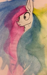 Size: 799x1280 | Tagged: safe, artist:greyscaleart, imported from derpibooru, princess celestia, alicorn, pony, bust, female, portrait, solo, traditional art, watercolor painting