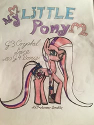 Size: 1024x1365 | Tagged: safe, artist:mlp-aurora-sunshine, imported from derpibooru, crystal lace, female, g3, g3 to g4, g4, generation leap, solo, traditional art