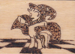 Size: 764x560 | Tagged: safe, artist:malte279, imported from derpibooru, trixie, cape, clothes, hat, pyrography, traditional art, trixie's cape, trixie's hat
