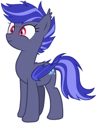 Size: 3841x4852 | Tagged: safe, artist:zee66, imported from derpibooru, oc, oc only, oc:night watch, bat pony, pony, bat wings, ear fluff, ear tufts, female, folded wings, high res, show accurate, simple background, slit pupils, smiling, solo, standing, tail, transparent background, two toned mane, two toned tail, wings