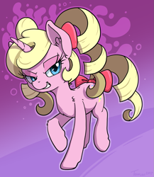 Size: 955x1100 | Tagged: safe, artist:tehflah, imported from derpibooru, oc, oc only, oc:eureka, unicorn, bow, female, mare, solo