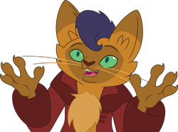 Size: 5000x3718 | Tagged: safe, artist:dashiesparkle, imported from derpibooru, capper dapperpaws, abyssinian, anthro, cat, my little pony: the movie, spoiler:comic, absurd resolution, chest fluff, clothes, male, open mouth, simple background, solo, transparent background, vector