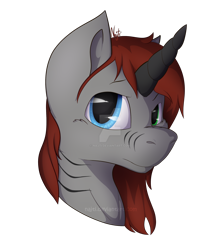 Size: 1600x1816 | Tagged: safe, artist:najti, imported from derpibooru, oc, oc only, alicorn, horse, pony, unicorn, bust, cel shading, cellshade, cellshaded, colored, commission, community related, cute, eye, eyes, gray, head, horn, looking at you, looking up, my little pony, portrait, red hair, shading, simple background, transparent background, ych result