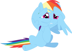 Size: 3576x2519 | Tagged: safe, artist:porygon2z, imported from derpibooru, rainbow dash, pegasus, pony, testing testing 1-2-3, covering face, female, mare, simple background, solo, transparent background, vector, wing hands